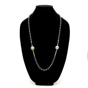 Gorgeous Vintage Hematite and Cloisonné Beaded Necklace 33" EUC